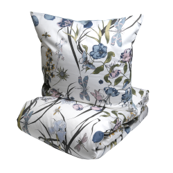 Allergivenligt Living Garden sengetj - Blomstret/bl - 140 x 200 cm