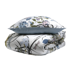 Allergivenligt Living Garden sengetj - Blomstret/bl - 140 x 200 cm