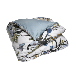 Allergivenligt Living Garden sengetj - Blomstret/bl - 140 x 200 cm