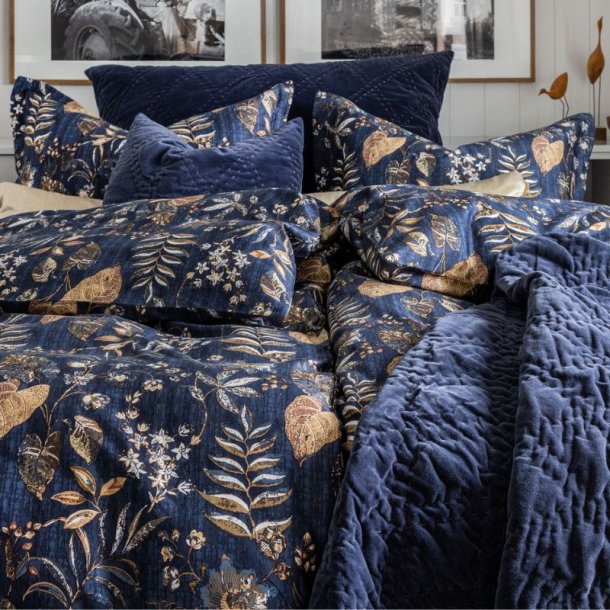 Allergivenlig Sengetj TC-400 - Marilyn - Navy/Beige - Bors Cotton