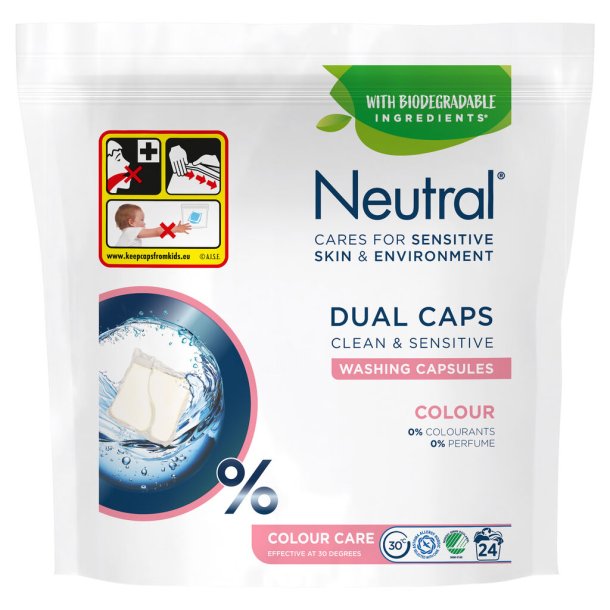 Neutral Duo Caps Colour Vaskemiddel Parfumefri - 24 stk.